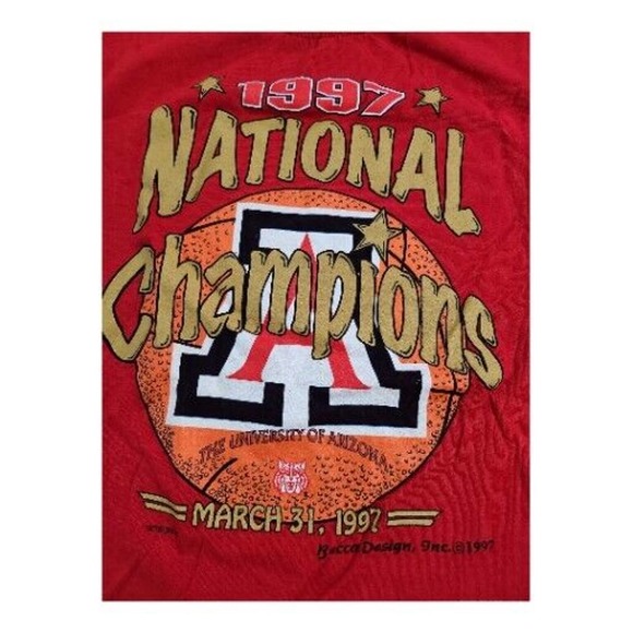U Of Arizona Basketball 1997 National Championship T Shirt Size Large Men's - Picture 5 of 12